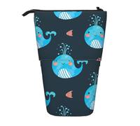 YXDVPALNE Lindas Ballenas y Peces,Estuche telescópico para lápices, Soporte para lápices con Cremallera.