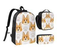 YXDVPALNE Lindas huellas de patas de perro,Mochila para estudiantes, bolsa de almuerzo y estuche de lápices (3 piezas)