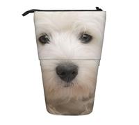 YXDVPALNE Lindo Cachorro Westie,Estuche telescópico para lápices, Soporte para lápices con Cremallera.