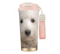 YXDVPALNE Lindo cachorro westie,Taza de café de acero inoxidable 316 con cordón, vaso térmico de viaje para coche, 500 ml