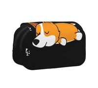 YXDVPALNE Lindo Corgi durmiendo Estuche para lápices portátil con Doble Concha y Cremallera