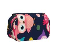 YXDVPALNE Lindo Estampado de búho con Lunares Estuche para lápices portátil con Doble Concha y Cremallera