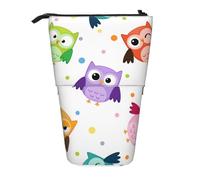 YXDVPALNE Lindo patrón de Estampado de búho Animal,Estuche telescópico para lápices, Soporte para lápices con Cremallera.