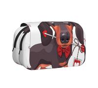 YXDVPALNE Lindo patrón de Perro Salchicha Estuche para lápices portátil con Doble Concha y Cremallera