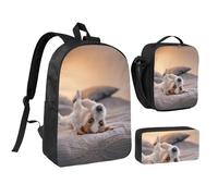 YXDVPALNE Lindo perrito Jack Russell Terrier,Mochila para estudiantes, bolsa de almuerzo y estuche de lápices (3 piezas)