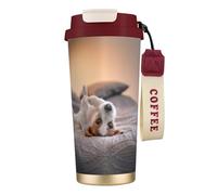 YXDVPALNE Lindo perrito Jack Russell Terrier,Taza de café de acero inoxidable 316 con cordón, vaso térmico de viaje para coche, 500 ml