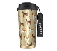 YXDVPALNE Lindo y astuto beagle de dibujos animados,Taza de café de acero inoxidable 316 con cordón, vaso térmico de viaje para coche, 500 ml