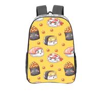 YXDVPALNE Lindo y divertido sushi,Mochila informal de 16 pulgadas, transparente, resistente al agua, para la escuela