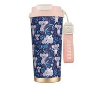 YXDVPALNE Lindos koalas, animales australianos,Taza de café de acero inoxidable 316 con cordón, vaso térmico de viaje para coche, 500 ml