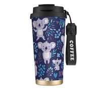 YXDVPALNE Lindos koalas, animales australianos,Taza de café de acero inoxidable 316 con cordón, vaso térmico de viaje para coche, 500 ml
