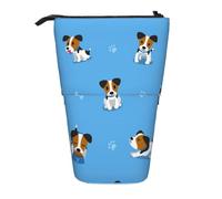 YXDVPALNE Lindos Perros Jack Russell Terrier con patrón de Huesos,Estuche telescópico para lápices, Soporte para lápices con Cremallera.
