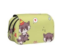 YXDVPALNE Mapache Kawaii Lindo Estuche para lápices portátil con Doble Concha y Cremallera