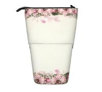 YXDVPALNE Marco Ovalado Vintage de Rosas Rosadas,Estuche telescópico para lápices, Soporte para lápices con Cremallera.