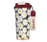 YXDVPALNE Margarita blanca y negra,Taza de café de acero inoxidable 316 con cordón, vaso térmico de viaje para coche, 500 ml