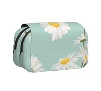 YXDVPALNE Margarita exuberante Flor Floral Estuche para lápices portátil con Doble Concha y Cremallera