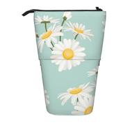 YXDVPALNE Margarita exuberante Flor Floral,Estuche telescópico para lápices, Soporte para lápices con Cremallera.