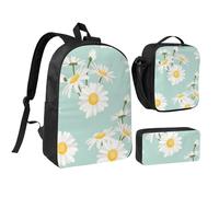 YXDVPALNE Margarita exuberante flor floral,Mochila para estudiantes, bolsa de almuerzo y estuche de lápices (3 piezas)