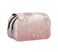 YXDVPALNE Mármol Blanco con Purpurina Dorada Rosa Falsa ombré Estuche para lápices portátil con Doble Concha y Cremallera