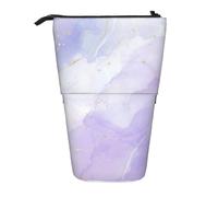 YXDVPALNE Mármol líquido Pastel Morado,Estuche telescópico para lápices, Soporte para lápices con Cremallera.