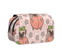 YXDVPALNE Melocotón Perro Rosa Estuche para lápices portátil con Doble Concha y Cremallera