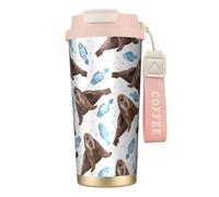 YXDVPALNE Morsa marrón en acuarela,Taza de café de acero inoxidable 316 con cordón, vaso térmico de viaje para coche, 500 ml