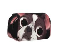YXDVPALNE Naturaleza del Boston Terrier Estuche para lápices portátil con Doble Concha y Cremallera