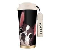 YXDVPALNE Naturaleza del Boston Terrier,Taza de café de acero inoxidable 316 con cordón, vaso térmico de viaje para coche, 500 ml