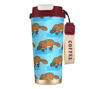 YXDVPALNE Ornitorrinco australiano divertido,Taza de café de acero inoxidable 316 con cordón, vaso térmico de viaje para coche, 500 ml