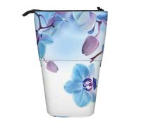 YXDVPALNE Orquídeas Flores Naturales,Estuche telescópico para lápices, Soporte para lápices con Cremallera.