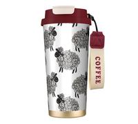 YXDVPALNE Oveja linda,Taza de café de acero inoxidable 316 con cordón, vaso térmico de viaje para coche, 500 ml