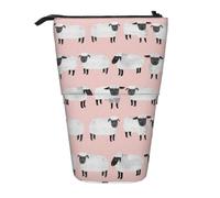 YXDVPALNE Oveja Rosa Pastel, Lana de Oveja, Animal de Granja,Estuche telescópico para lápices, Soporte para lápices con Cremallera.