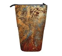YXDVPALNE Óxido marrón Metal Colorido Oxidado,Estuche telescópico para lápices, Soporte para lápices con Cremallera.