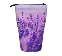 YXDVPALNE Paisaje Morado con Flores de Lavanda,Estuche telescópico para lápices, Soporte para lápices con Cremallera.
