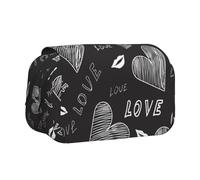 YXDVPALNE Palabras de Amor escritas a Mano con Corazones Estuche para lápices portátil con Doble Concha y Cremallera