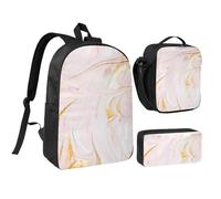 YXDVPALNE Pastel Marmoleado Ajustado,Mochila para estudiantes, bolsa de almuerzo y estuche de lápices (3 piezas)