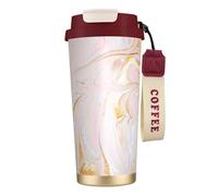 YXDVPALNE Pastel Marmoleado Ajustado,Taza de café de acero inoxidable 316 con cordón, vaso térmico de viaje para coche, 500 ml