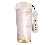 YXDVPALNE Pastel Marmoleado Ajustado,Taza de café de acero inoxidable 316 con cordón, vaso térmico de viaje para coche, 500 ml