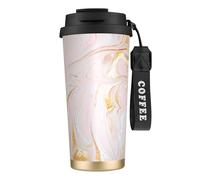 YXDVPALNE Pastel Marmoleado Ajustado,Taza de café de acero inoxidable 316 con cordón, vaso térmico de viaje para coche, 500 ml