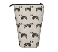 YXDVPALNE Pastores australianos Lindos,Estuche telescópico para lápices, Soporte para lápices con Cremallera.