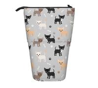 YXDVPALNE Patas y Huesos de Chihuahua,Estuche telescópico para lápices, Soporte para lápices con Cremallera.