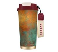 YXDVPALNE Pátina de cobre rica y moderna, metálica,Taza de café de acero inoxidable 316 con cordón, vaso térmico de viaje para coche, 500 ml