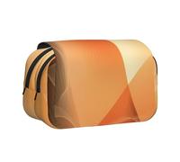 YXDVPALNE Patrón Abstracto Naranja y marrón Estuche para lápices portátil con Doble Concha y Cremallera