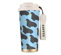 YXDVPALNE Patrón de animal de morsa,Taza de café de acero inoxidable 316 con cordón, vaso térmico de viaje para coche, 500 ml