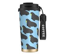 YXDVPALNE Patrón de animal de morsa,Taza de café de acero inoxidable 316 con cordón, vaso térmico de viaje para coche, 500 ml