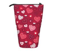 YXDVPALNE Patrón de corazón de Amor para San Valentín,Estuche telescópico para lápices, Soporte para lápices con Cremallera.