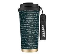 YXDVPALNE Patrón de fórmulas matemáticas escritas a mano,Taza de café de acero inoxidable 316 con cordón, vaso térmico de viaje para coche, 500 ml