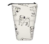 YXDVPALNE Patrón de Garabato de Perro,Estuche telescópico para lápices, Soporte para lápices con Cremallera.