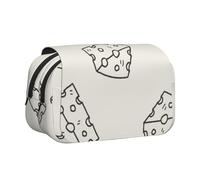 YXDVPALNE Patrón de Garabato de Queso Estuche para lápices portátil con Doble Concha y Cremallera