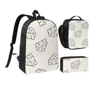 YXDVPALNE Patrón de garabato de queso,Mochila para estudiantes, bolsa de almuerzo y estuche de lápices (3 piezas)