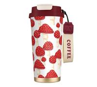 YXDVPALNE Patrón de hongos rojos amanita muscaria,Taza de café de acero inoxidable 316 con cordón, vaso térmico de viaje para coche, 500 ml